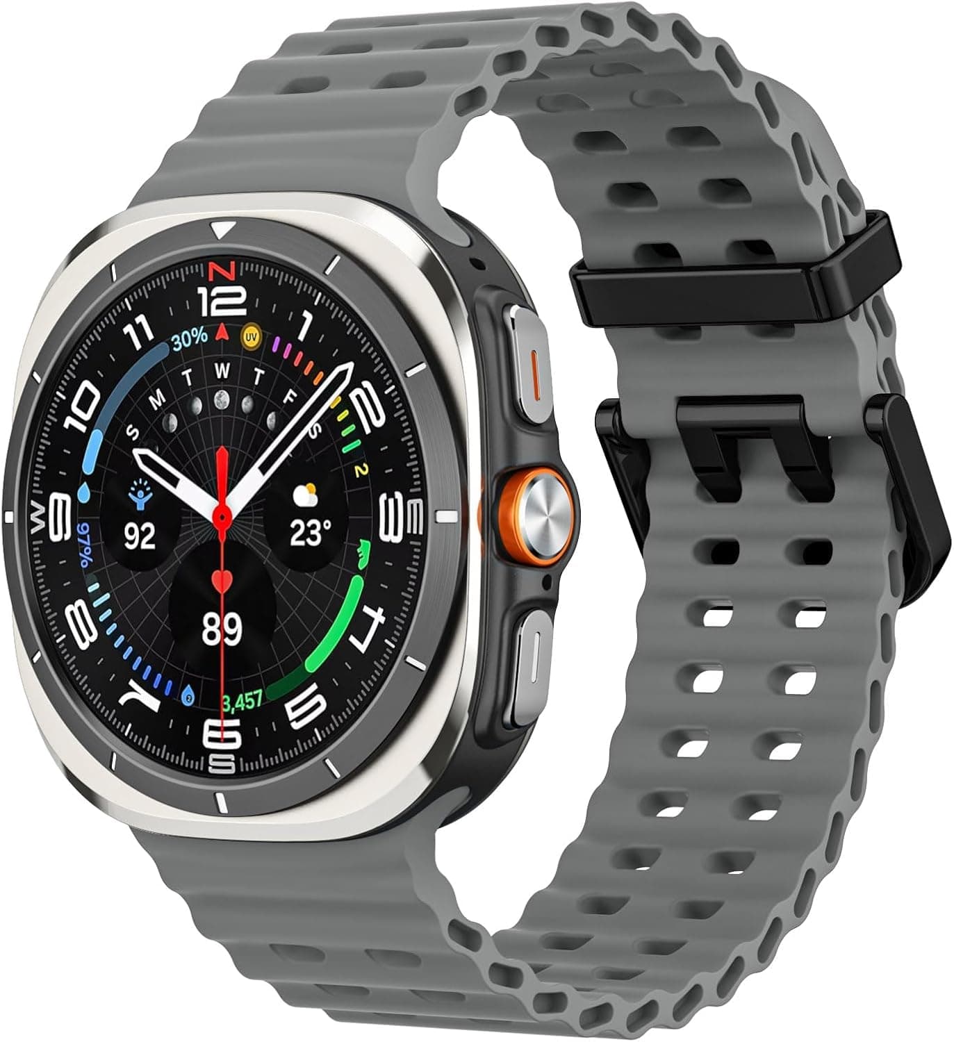 OBOE Silicone Band 'COMPATIBLE WITH' Samsung Galaxy Watch Ultra/Ultra 2 (2025) 47mm No Gap Sport Strap (Dark Grey) [WATCH NOT INCLUDED]