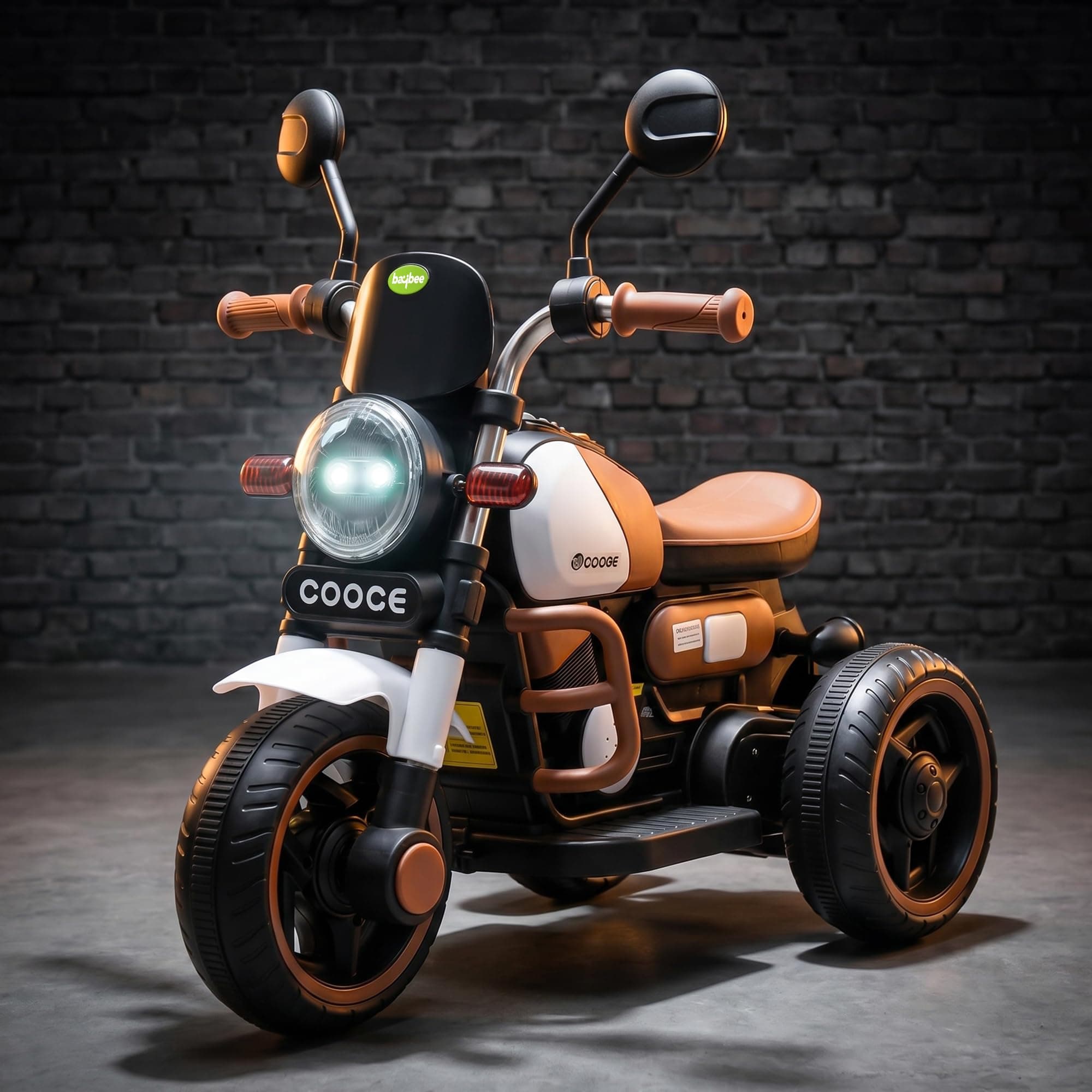 Baybee Cooge Baby Electric Bike for Kids | Toddler Ride on Toy Kid Bikes with LED Light, USB & Music | Rechargeable Baby Bike | Battery Operated Bike for Kids to Drive 1 to 3 Years Boys Girls (White)