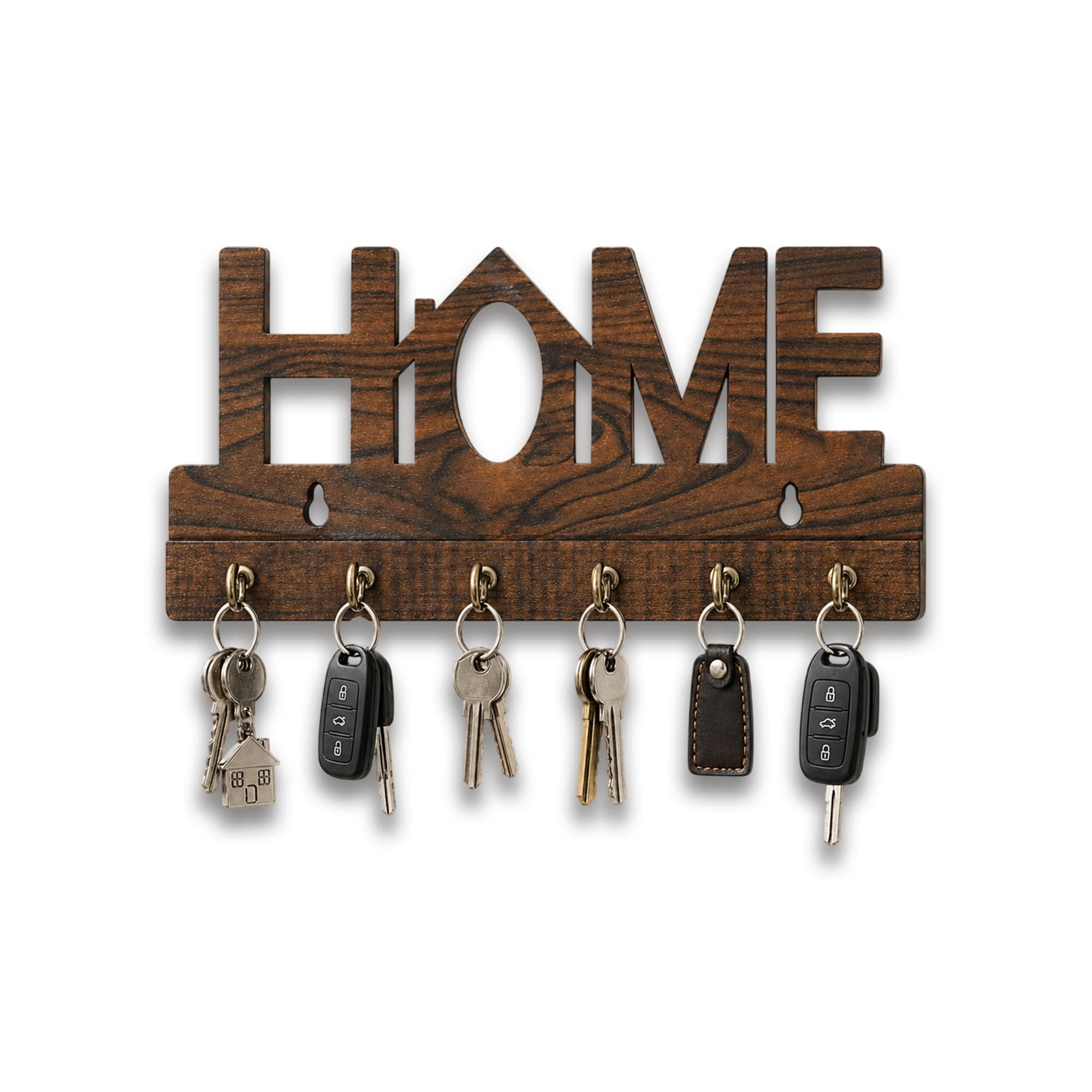 The Piku Cart Home Design Wooden Key Holder for Wall with Hooks | Decorative MDF Key Stand Organizer for Entryway, Living Room & Home Décor | Premium Laser Cut Wall Mounted Key Hanger