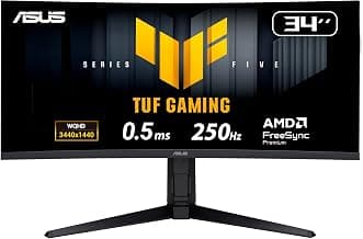 ASUS TUF Gaming Series 5 VG34WQML5A Gaming Monitor 34-inch WQHD Curved | Fast VA Panel, 250Hz(OC), 0.5ms, AMD FreeSync Premium, Extreme Low Motion Blur