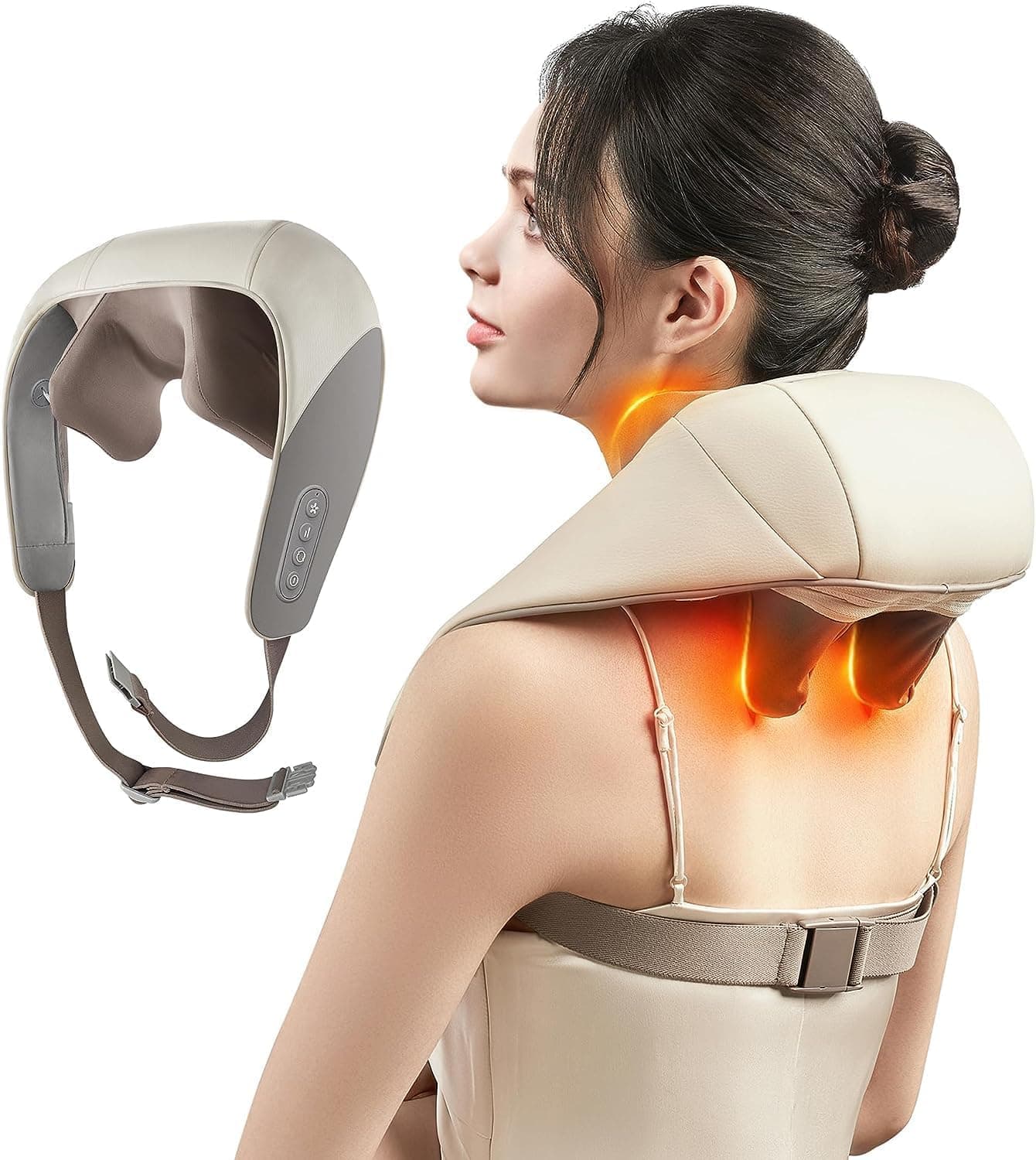 INGITAGNA Mini Shiatsu Neck Massager, Shoulder Neck Massager with Heat for Pain Relief Deep Tissue, Neck, Back, Shoulder, Leg Electric Kneading Massager, Perfect Gifts for Men Women, Black