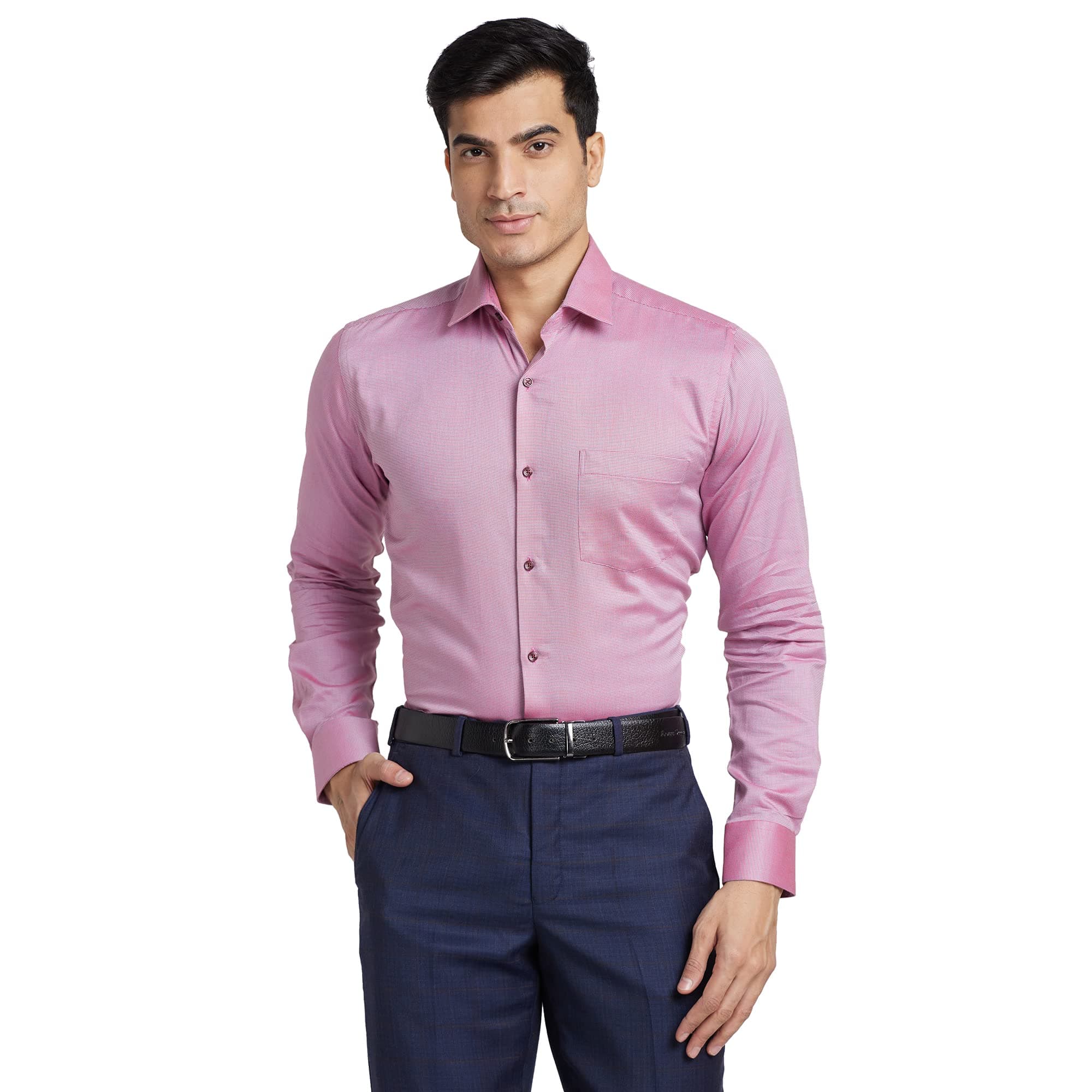 Park Avenue Men's Pure Cotton Structure Pattern Slim Fit Semi Cutaway Collar Full Sleeve Ceremonial Shirt