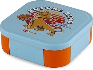 CELLO Kidzbee Cosmos Insulated 2 Compartment Kids Lunch Box for Daily Use, Light Blue | 3D Lion King Touch & Feel Design Lightweight Four Side Airtight Lock Toddler Boys Girls Tiffin Box for School