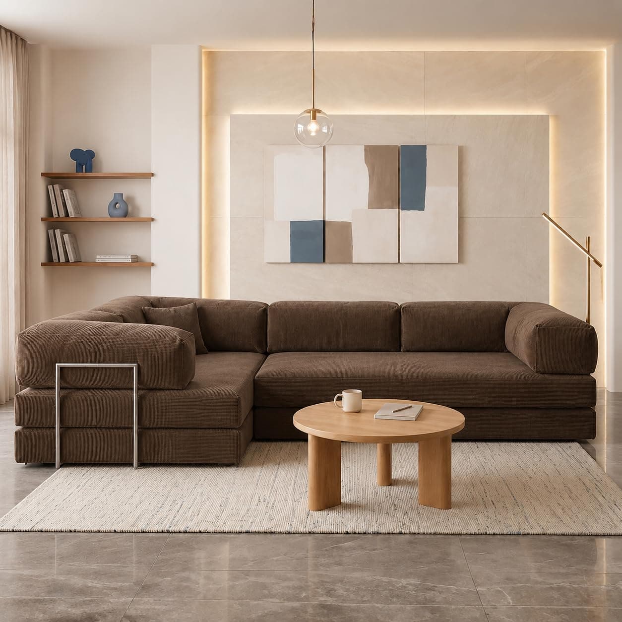 Torque Vegas 5 Seater L Shape Sofa Cum Bed for Sleeping- Dark Brown | Suede Fabric 5 Seater Sectional 3-in-1 Sofa Bed | Corner L Shaped Sofa Set for Living Room Office