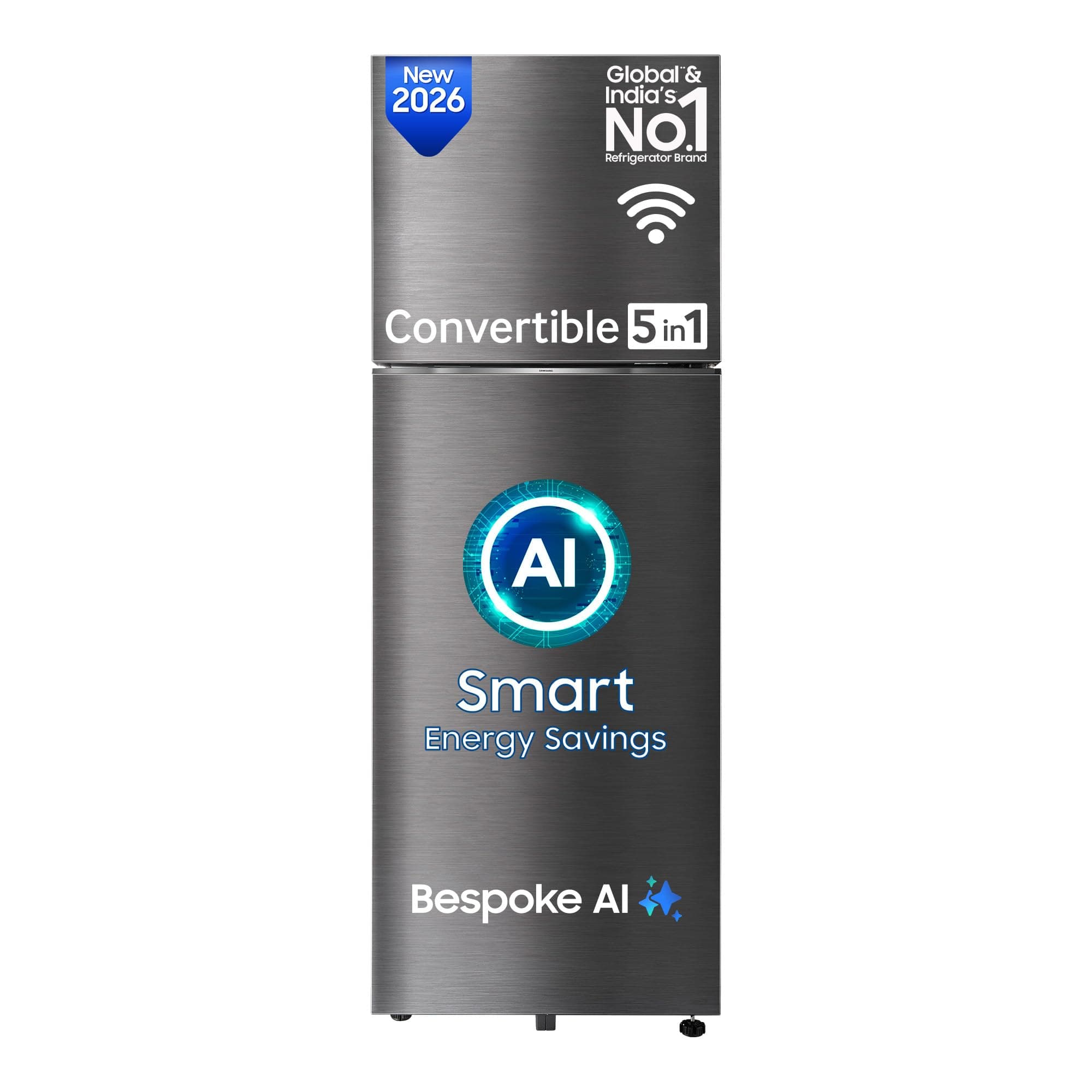 Samsung 467 L, 3 Star, Convertible 5-in-1, Digital Inverter, Frost Free Double Door, Bespoke AI WiFi Refrigerator (RT80H51C3KHL, Luxe Black, 2026 Model)