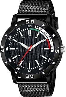 GENERIC Black Dial PU Strap Stylish Analog Watch for Men-TIG_1188