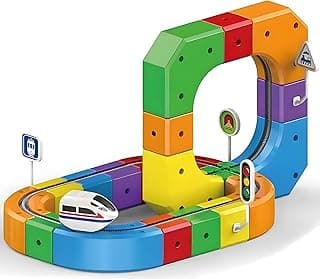 Cable World Electric Train Set, 3D Infinity Track with Flexible Tracks for Kids, Cube Trackss Train- DIY Railroad Block Toys, 51PCS Anti Gravity Race Tracksss with Car, STEM Educational Building Toy