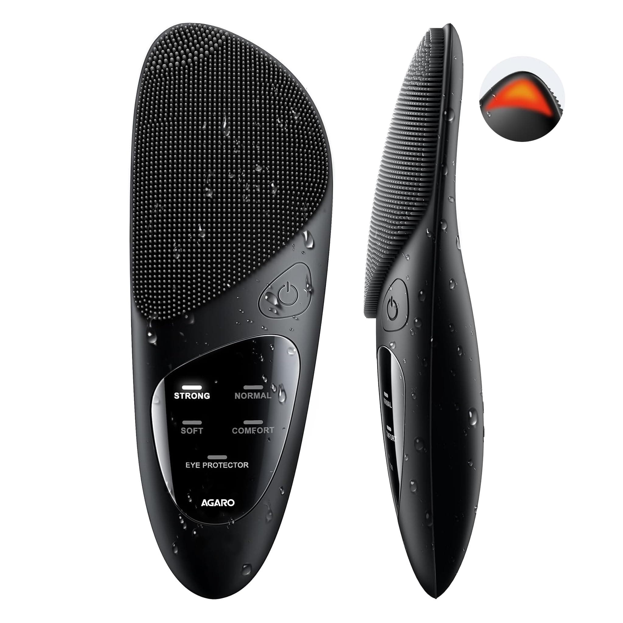 AGARO Facial Cleansing Massager with Sonic Vibration Technique, 5 Cleaning Modes, Waterproof, Soft Silicone Bristles, Handheld, Black CM2407