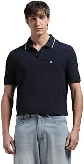 Calvin Klein Jeans Solid Regular Fit Cotton Polo T-Shirt Breezy Blue
