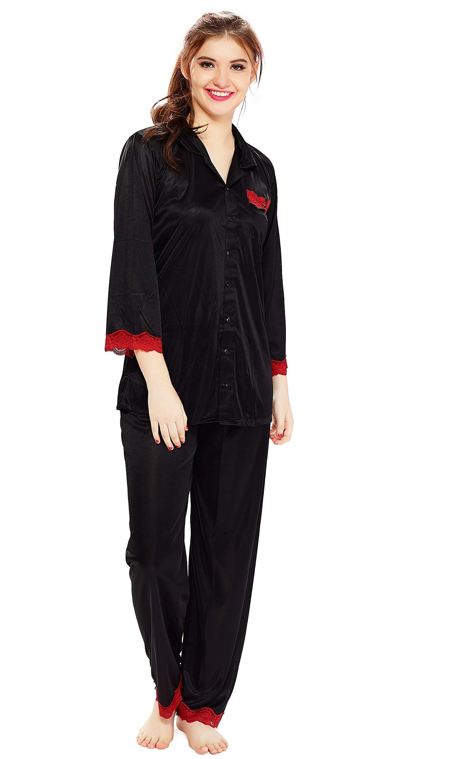 AV2 Women's Satin Solid Pajama Set Pack of 1