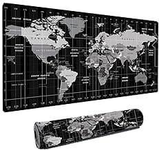 Dyazo Large World Map Anti-Slip Extended Desk Mat| Mouse Pad | Water Resistant Mat for Laptop| Computer Size 800 x 300 x 3 mm (Black No Logo)