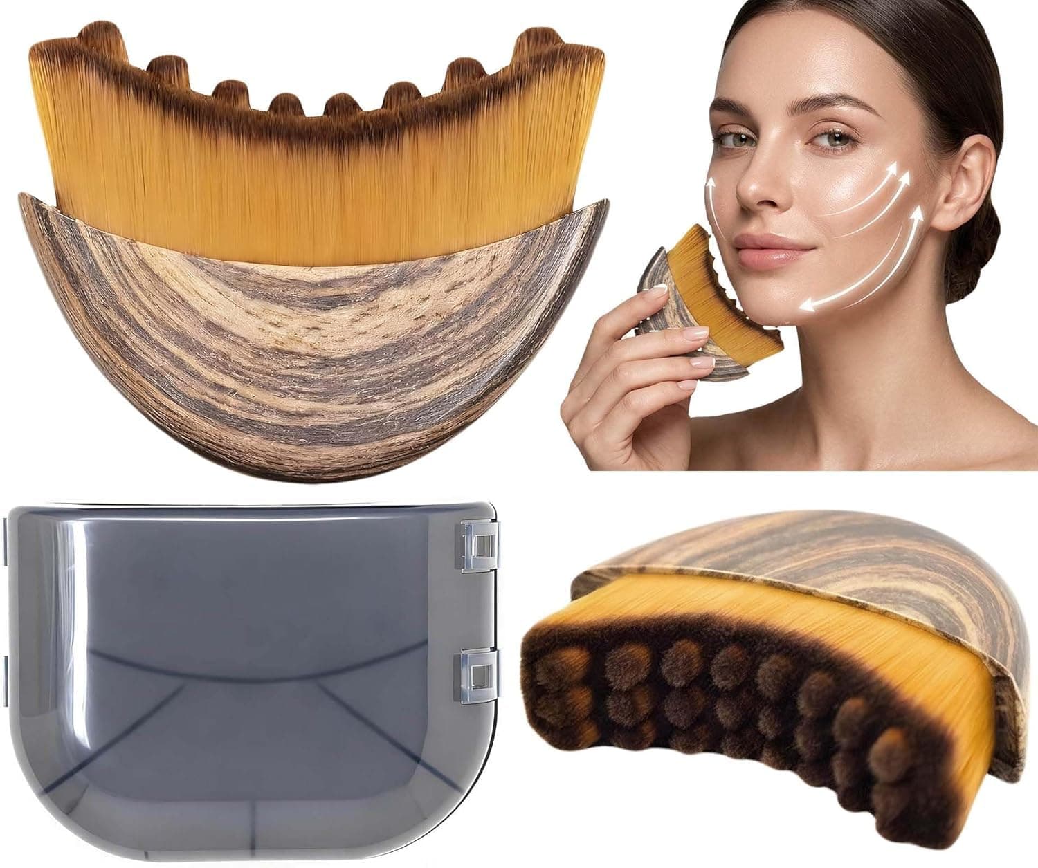 New Lymphatic Contour Face Brush, Manual Facial Sculpting & Lymphatic Drainage Massager, Ergonomic Hypoallergenic Soft Bristles Brush for Anti-Puffiness, Detox & Lift, Improves Skin Glow & Absorption {PACK OF 1}