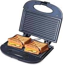 Bajaj New SWX 400 2-Slice Sandwich Grill Toaster | Non-Stick Coating Plates | Buckle Clip Handle | 1 Year Product Warranty 【Black】