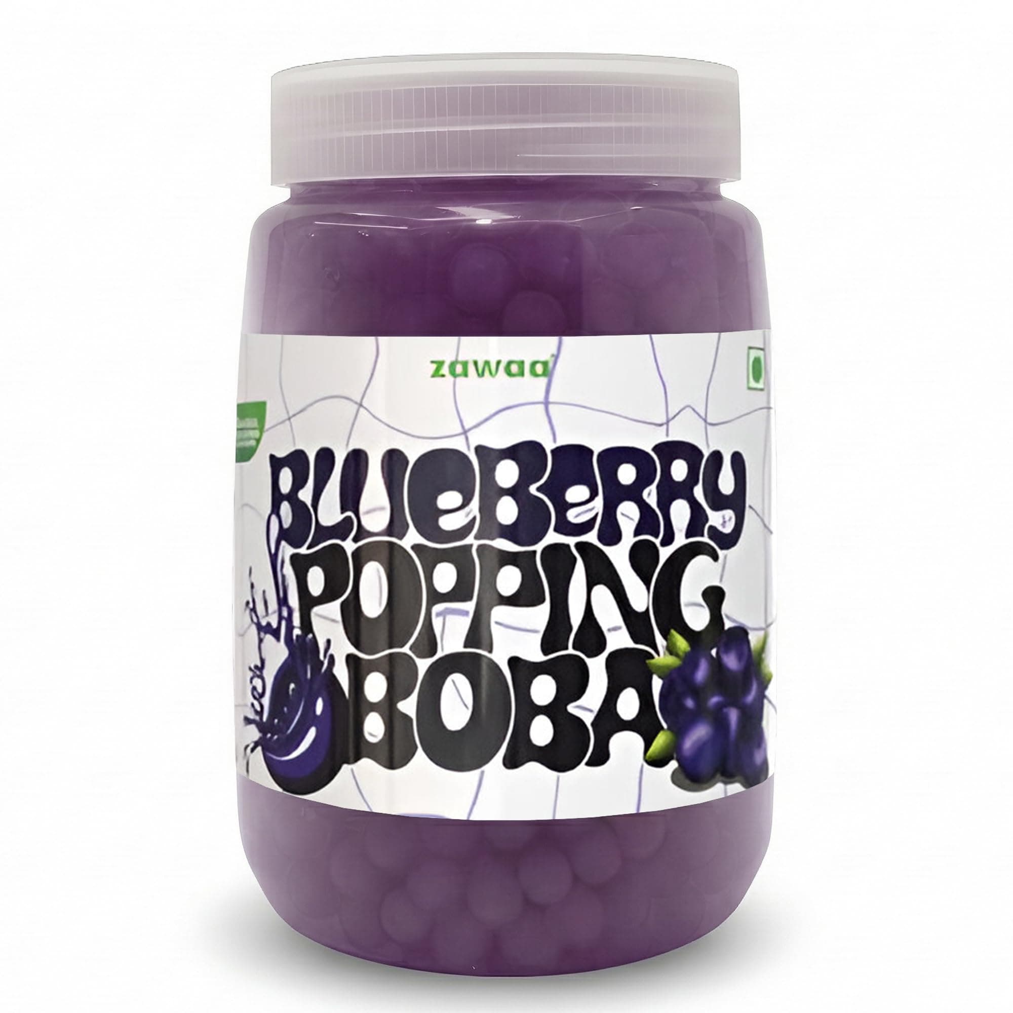 ZAWAA Foods Blueberry Popping Boba Pearls 1kg – Bursting Boba for Bubble Tea - Blueberry Flavor