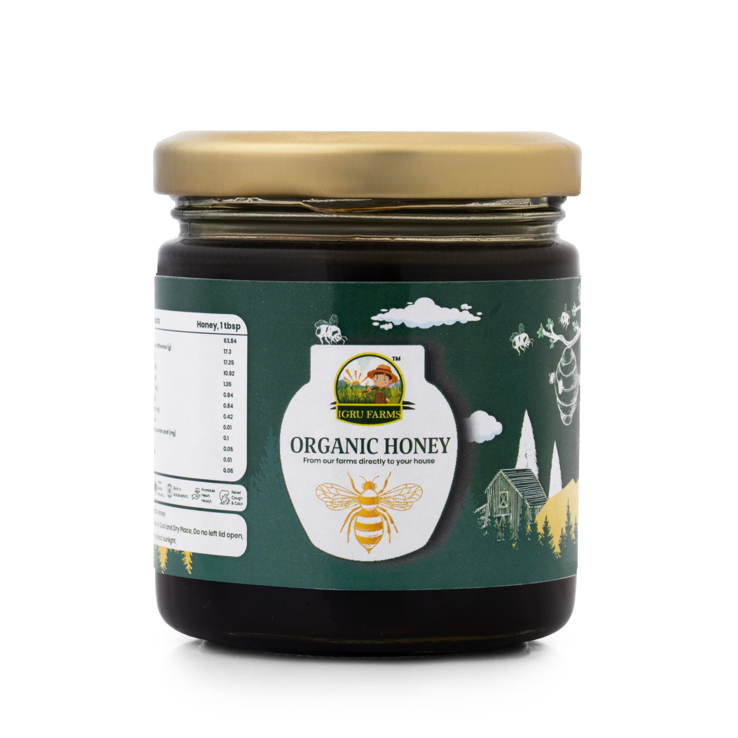 IGRU FARMS Organic Multifloral Honey 250g | 100% Pure Natural Raw Honey | NPOP Organic Certified Unprocessed Unpasteurized | Rich Taste and Aroma | No Added Sugar Authentic Indian Taste