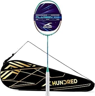 Hundred Flareon 100 Badminton Racket (Strung)| Carbon Fiber Frame | Speed Racket for Fast Swings | Flexible Shaft | Max Tension 30 lbs | Full Cover Included