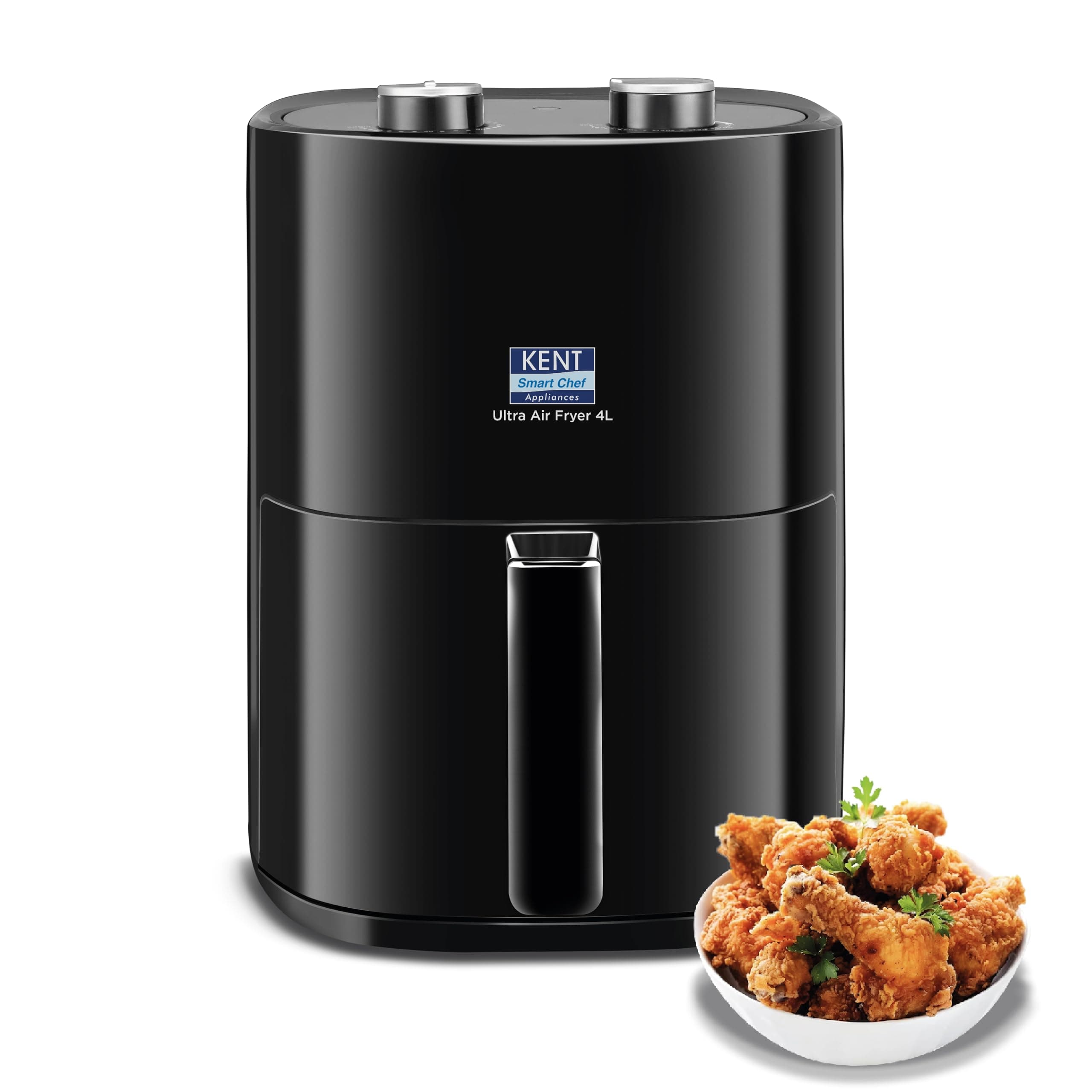KENT Ultra Air Fryer 4L | 1300W | Fry, Bake, Grill & Roast | Up to 80% Less Oil Usage | Rapid Heat Circulation | Adjustable Temperature Control Knob 80° to 200° | Auto Cut-Off