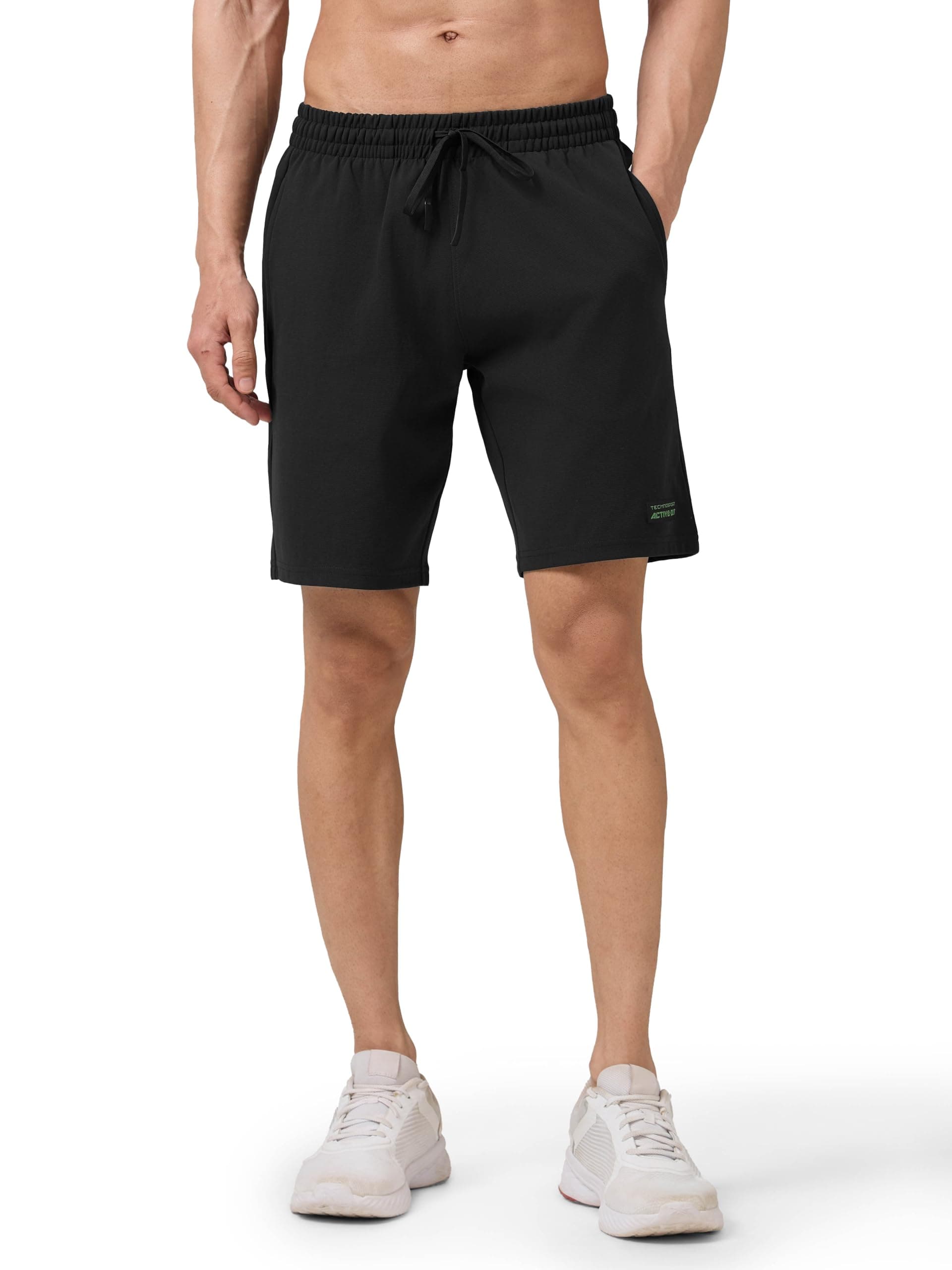 TECHNOSPORT Men's Active Out Shorts ELASTOPLUS Stretch Quick Dry Sports Shorts for Gym Running Training Slim Fit Pocket UPF50+ Anti Odour