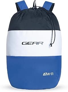 Gear Men/Women Voyager 15 Litre Casual Standard 2 Compartment Backpack/Daypack/Hiking Daypack/Drawstring Bag (Black-Blue), Multicolor