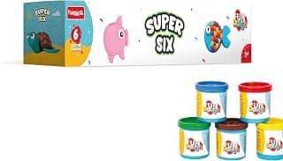 Funskool Fundough Super Six, 6 tubs of Dough, 50 grams each, Toys for Kids, Shaping, Sculpting, 3 Years and Above, Multicolour