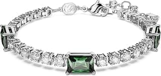 Swarovski Matrix Tennis bracelet, Mixed cuts, Green, Rhodium plated