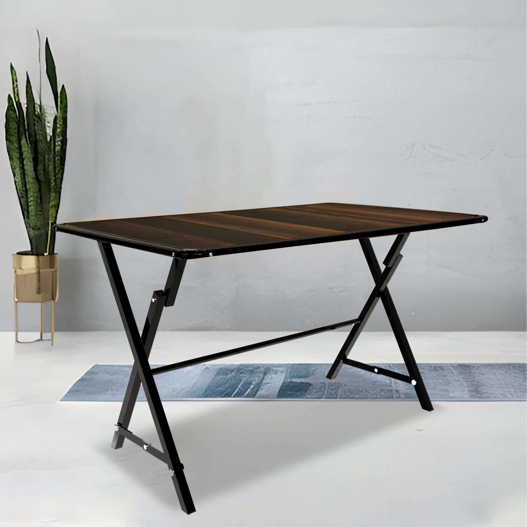 ROSE® Arrow Multipurpose Foldable | Portable Study Table | Computer Desk | Foldable for Office Work | Laptop Desk | 2/4 Seater Dining Table for Home and Office (Mocha Brown, 2.5 X 4 ft)