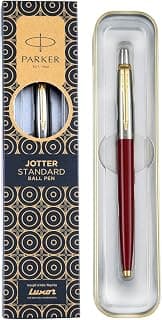 Parker Jotter Standard Gold Trim Ball Pen| Ink Color - Blue | Perfect for Corporate Use | Elite Pen for Professionals