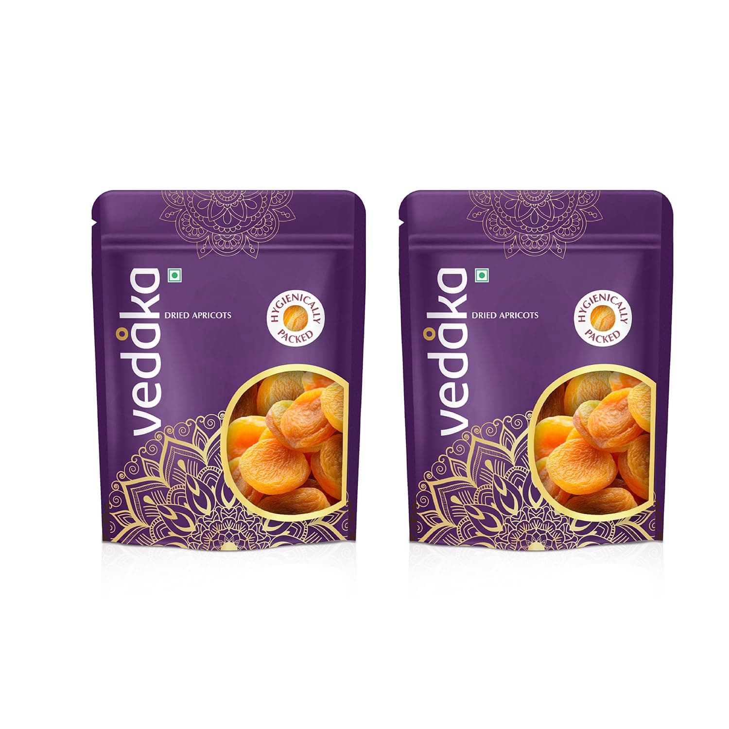 Amazon Brand - Vedaka Turkish Dried Apricots 1Kg | Jumbo Size Seedless Khumani | Juicy And Tangy Dehydrated Fruit | Pack Of 2, Each 500G