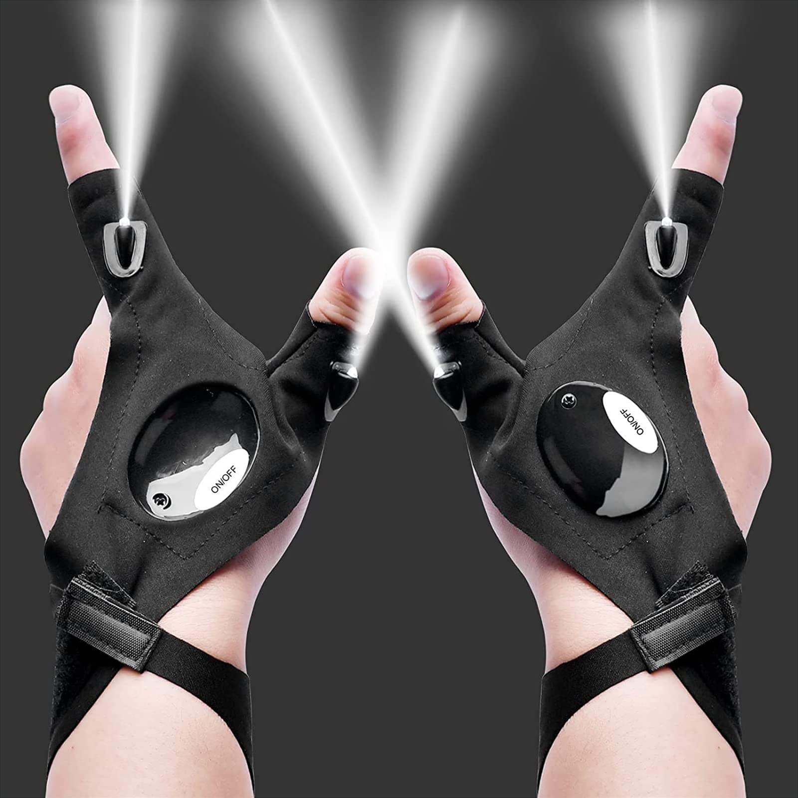KUCHEY Stocking Stuffers for Men Adults LED Flashlight Gloves | Hands-Free Lights Cool Gadget for Fishing Camping Repairing, Gifts for Men Dad Him Birthday Christmas Valentines