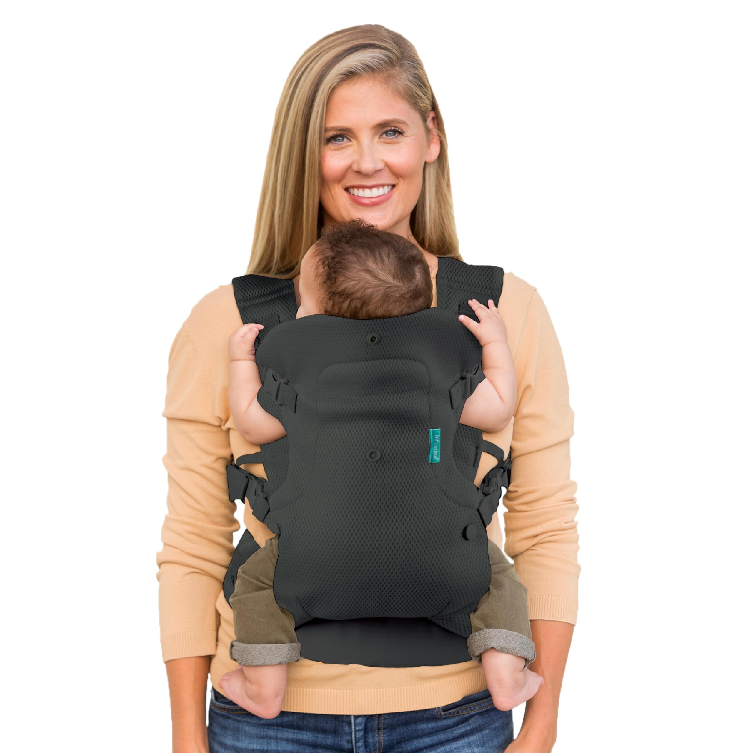 Infantino Flip 4-in-1 Light & Airy Convertible Carrier with Ergonomic seat, Head Support, Shoulder Straps, and Waist Belt 4 Ways to Carry, Can Carry (3.6-14.5 Kgs), Dark Grey