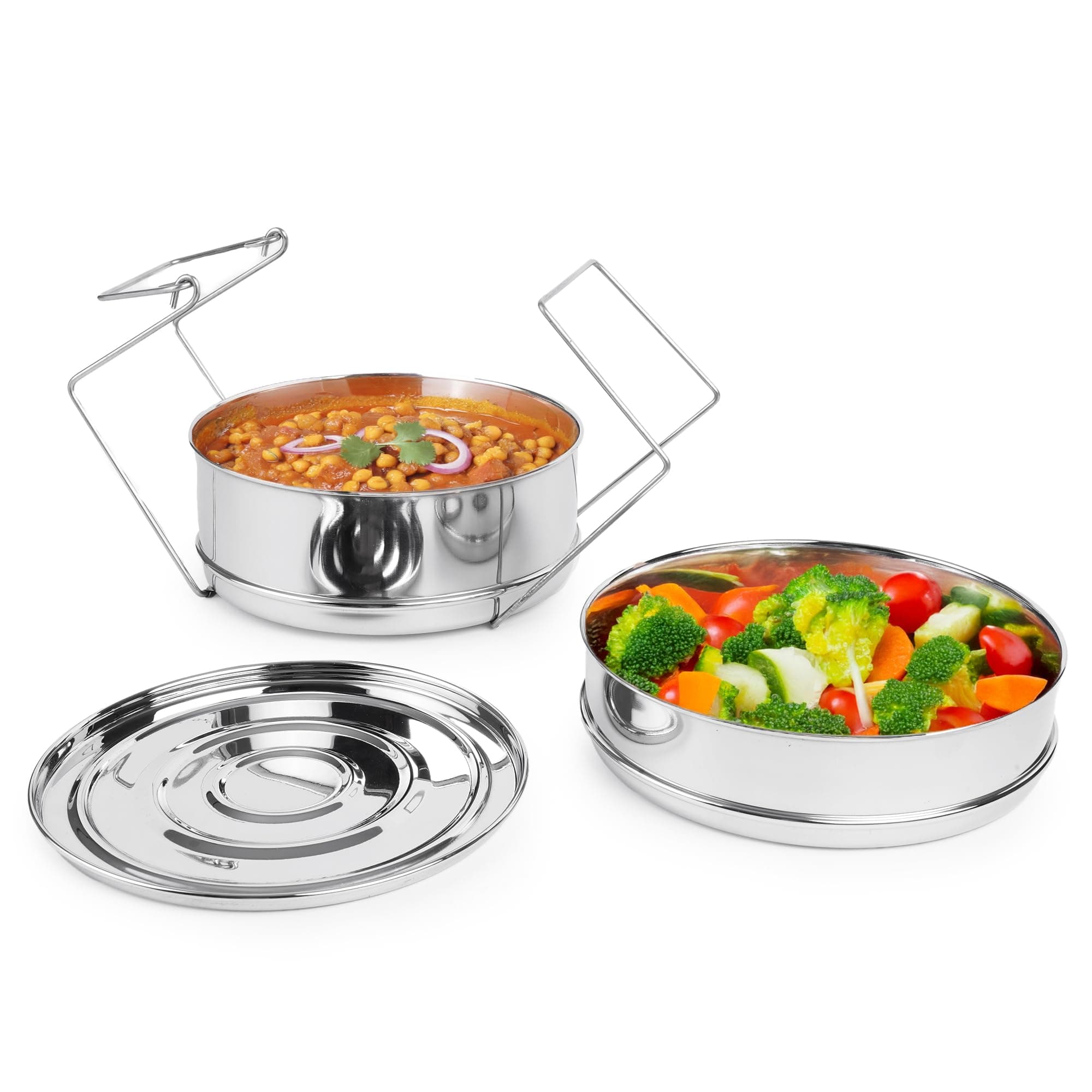 The Indus Valley Stainless Steel Separator Set for 5ltr Pressure Cooker | 7.3 inch, 3.0 LTR, 2-Tier | 100% Toxin Free, No Chemical Coating