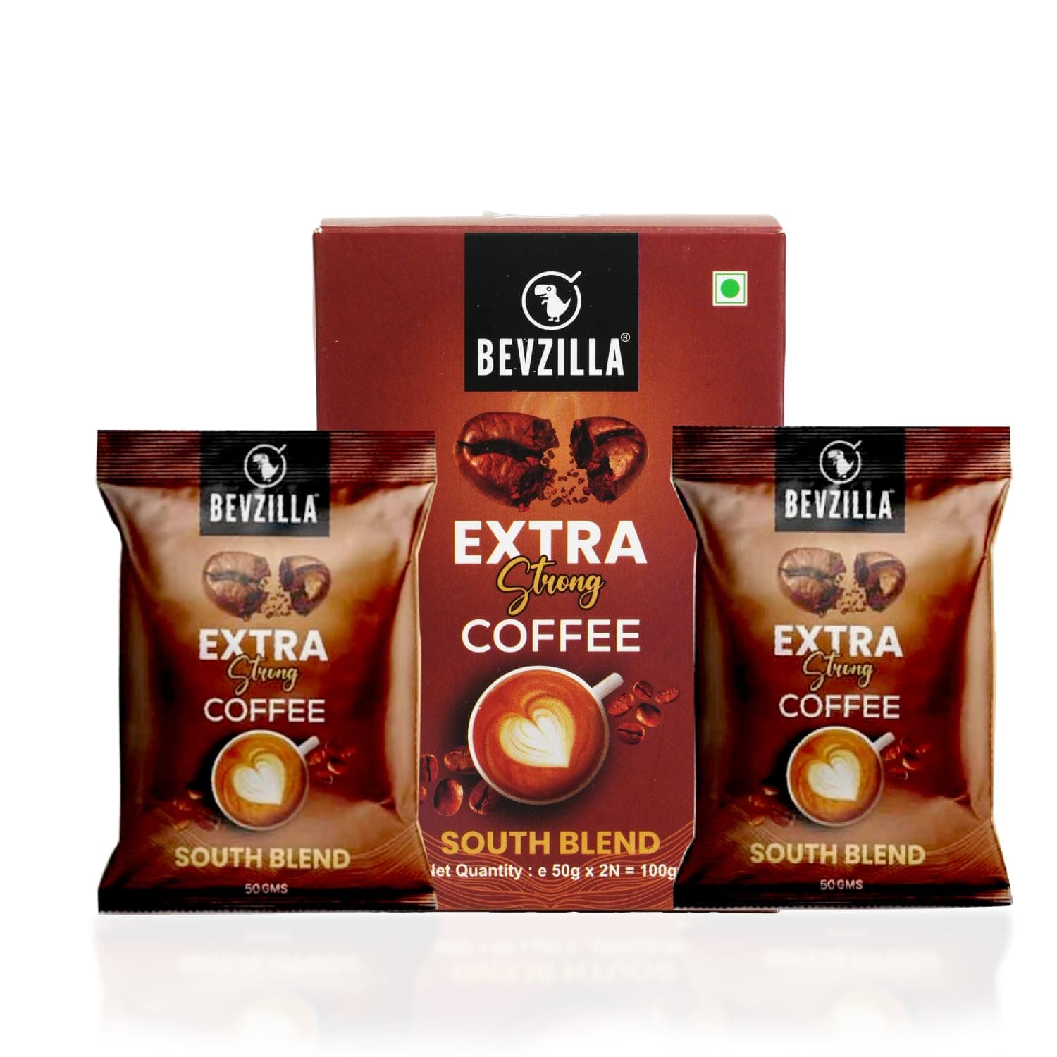 Bevzilla Instant Filter Coffee Powder – South Blend | 70% Coffee, 30% Chicory | 100g (50g x 2 Packs) | No Added Sugar | Bold Taste | Quick Preparation