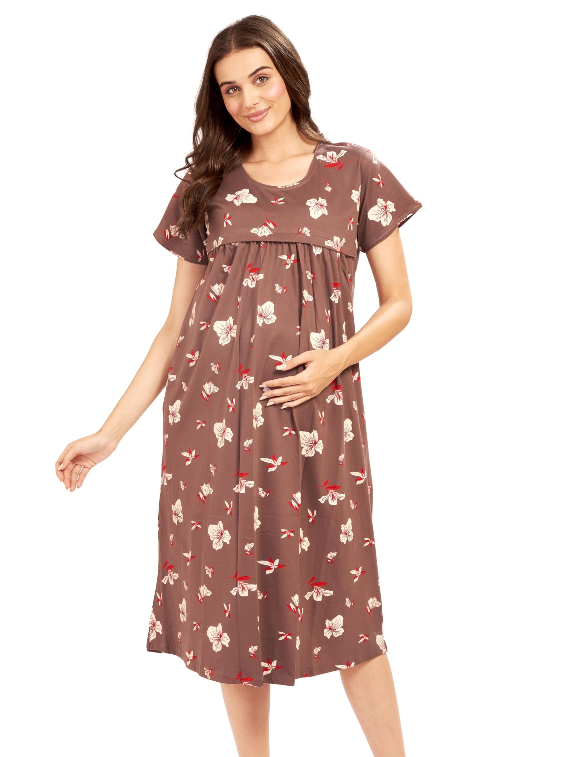 AV2 Women Cotton Calf Length Feeding Nighty