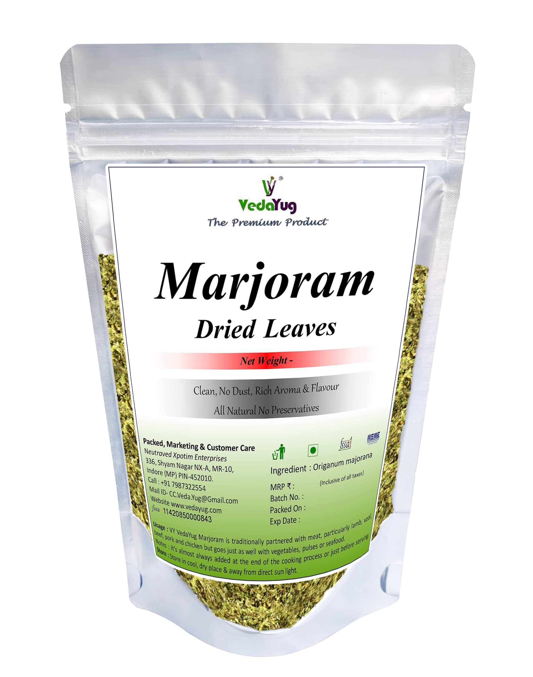 VY VedaYug Marjoram Leaves for Mediterranean Culinary Herb (280 g)