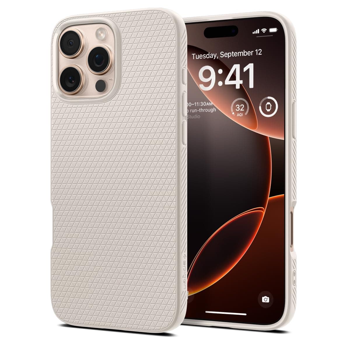 Spigen Liquid Air Back Cover Case for iPhone 16 Pro, Durable Protection, Air Cushion Technology - TPU | Natural Titanium