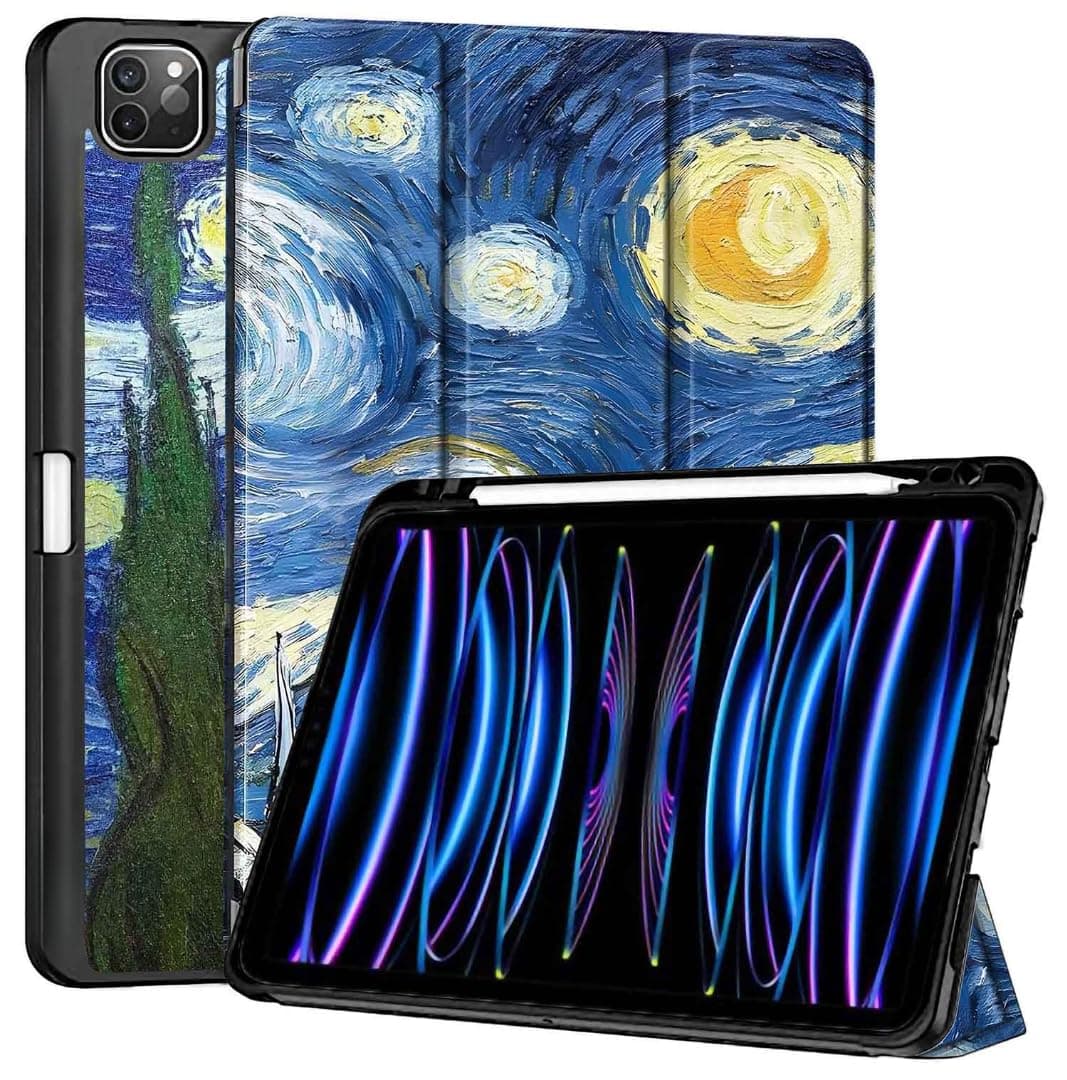 ProElite Smart Case for Apple iPad Pro 11 inch 2022/2021 4th/3rd Gen [Auto Sleep/Wake Cover] [Pencil Holder] [Soft Flexible Case] Recoil Series - Starry Night