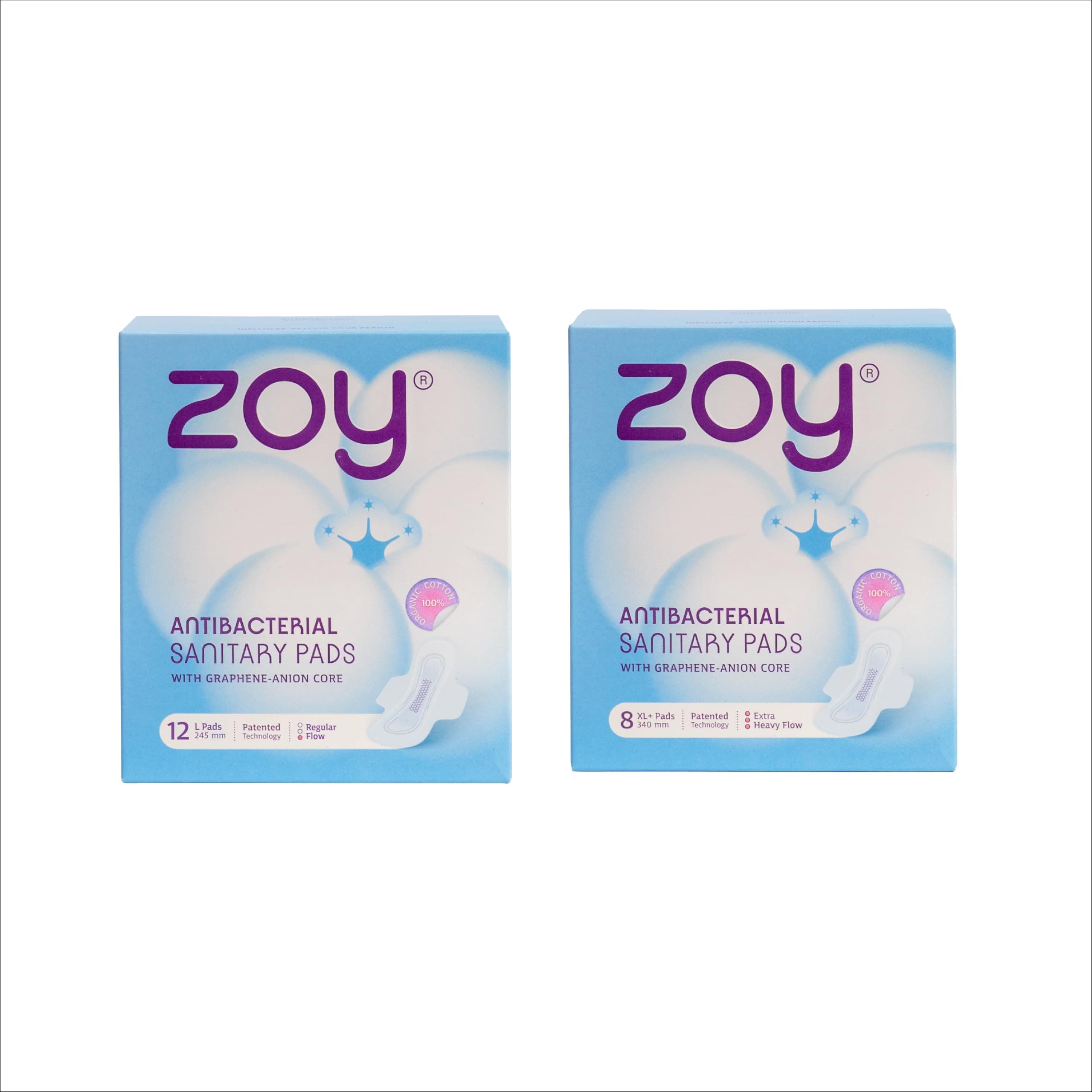 ZOY Graphene Sanitary Pads for Women L,XL Mediumflow, Heavy Flow | Anti-Bacterial Protection | Rash-Free, High Absorbency, Breathable Cotton, Odour Control | Ultra Thin Leak Lock Pads | 22 Pads