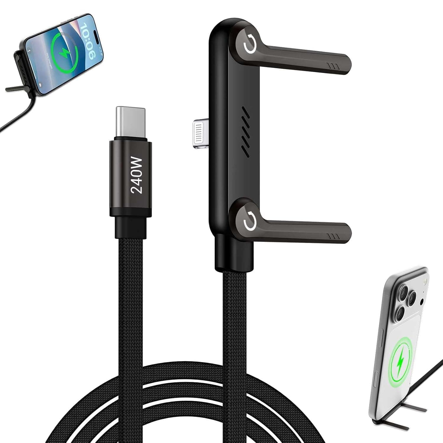 NOYMI Type-C to Lightning Gaming Cable with PD 27W Fast Charging and Adjustable Holder – Compatible with iPhone 14/14 Pro/14 Pro Max, 13 Series, 12, 11, X, 8 & Below,8k video transmission.