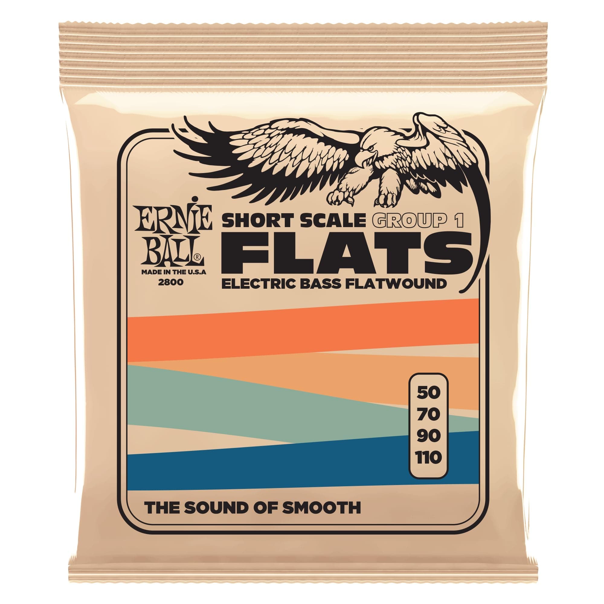 Ernie ball 2800 Flatwound Short-scale Electric Bass Guitar Strings, .050-.110