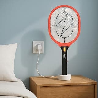Ajanta Quartz AMZ-160 Rechargeable Mosquito Bat (Without Charger) | 3-Layered Safety Net | 3500V Instant Kill | LED Light | ABS Body | 600mAh Battery | Insect Killer Racket for Home & Outdoor Use