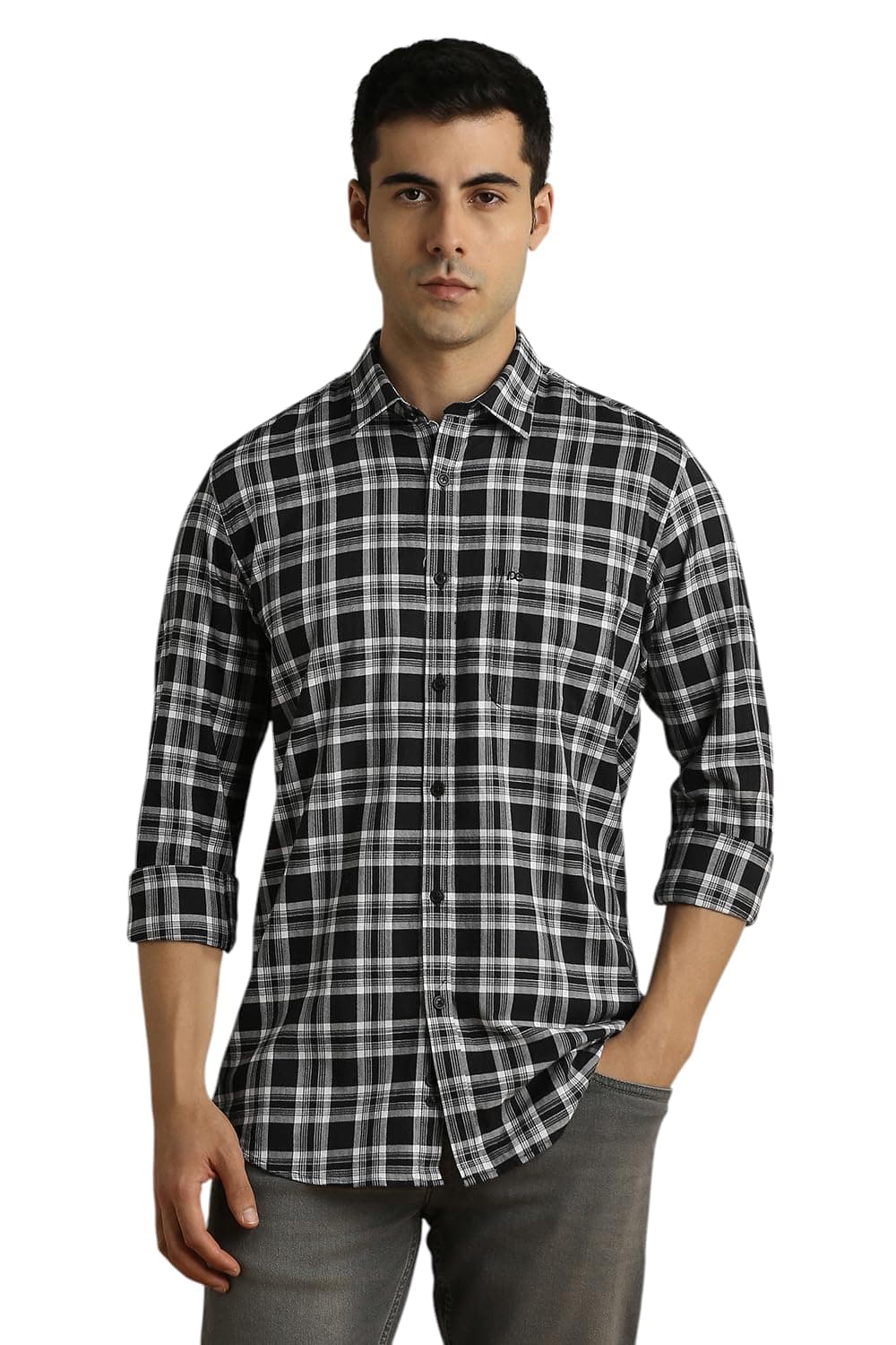 Peter England Slim Fit Checkered Casual Shirt for Men – Full Sleeves | Cotton | Smart & Stylish