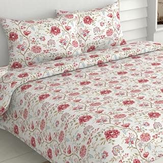 haus & kinder Bedsheet for Double Bed King Size 186 TC Pure Cotton 108x108 Inches Bedsheets for King Size Bed with 2 Pillow Covers - Modern Heritage