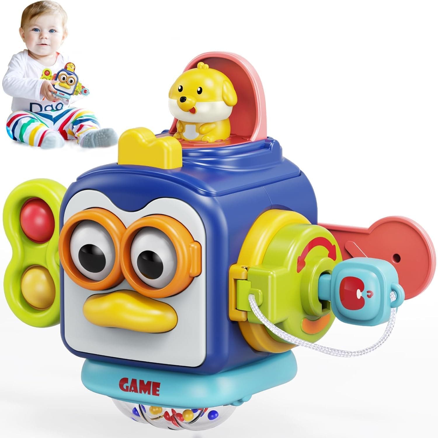 BLiSS HUES Montessori Busy Cube for Toddlers 1-3 Years | 6-in-1 Sensory Activity Cube | Fine Motor Skills Learning Toy | Travel Toy for Babies 12+ Months | Educational Gift for Boys & Girls