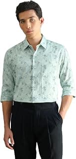 Arrow Newyork Men Slim fit Cotton Printed Long Sleeves Semi-Cutaway Collar Shirt