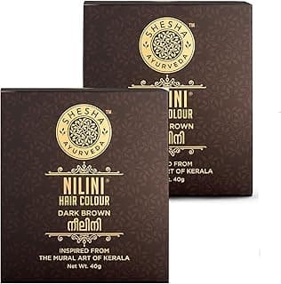 SHESHA AYURVEDA Combo Of Ayurvedic Nilini Hair Colour Dark Brown - No Ammonia, No Bleach,No Peroxides, Natural Colour - 40G Pack Of 2 (Brown).