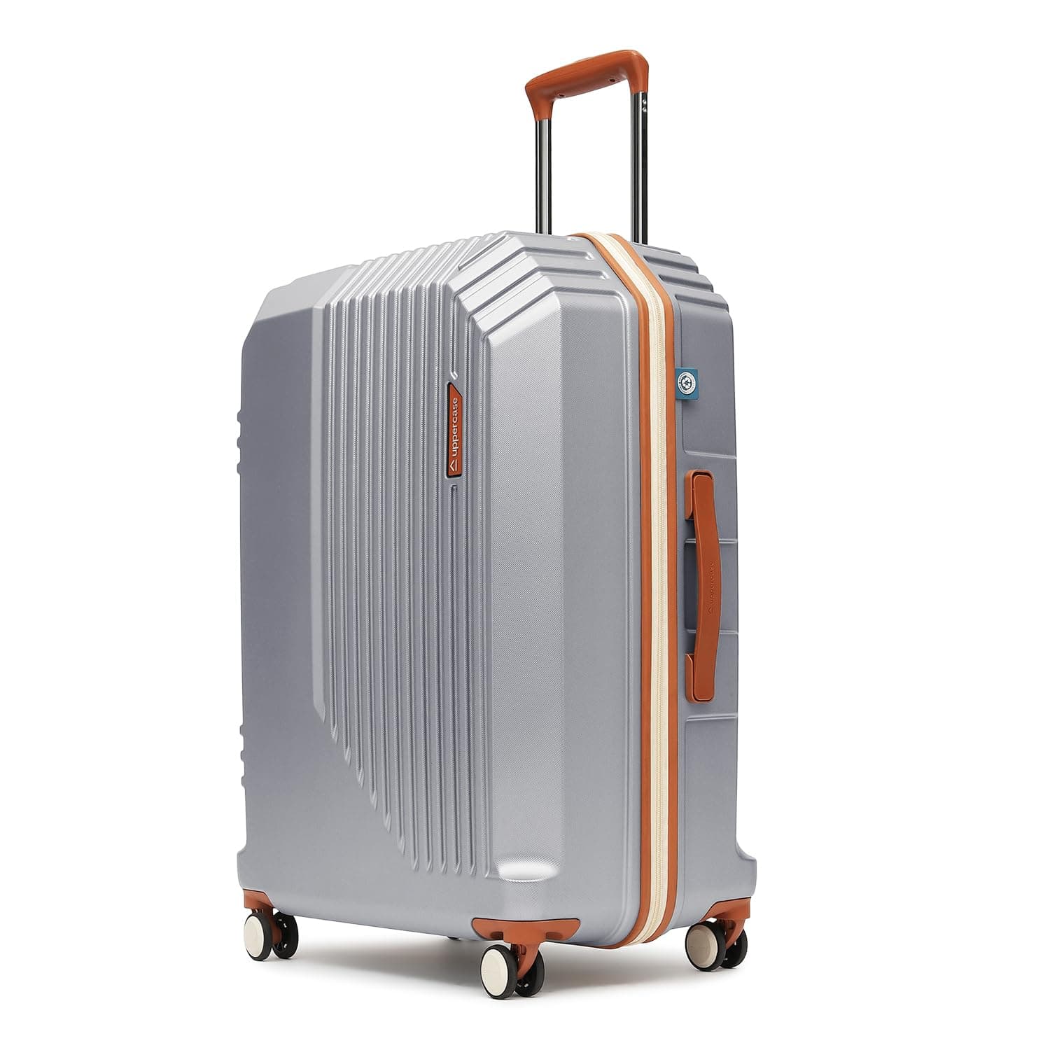 uppercase Vector (Large) 75cm, Check-in Sustainable Trolley Bag, Hardsided Anti-Scratch 8 Wheel Double Spinner Luggage, TSA Lock & Anti-Theft Zippers, Suitcase for Unisex, 2000 Days Warranty (Silver)