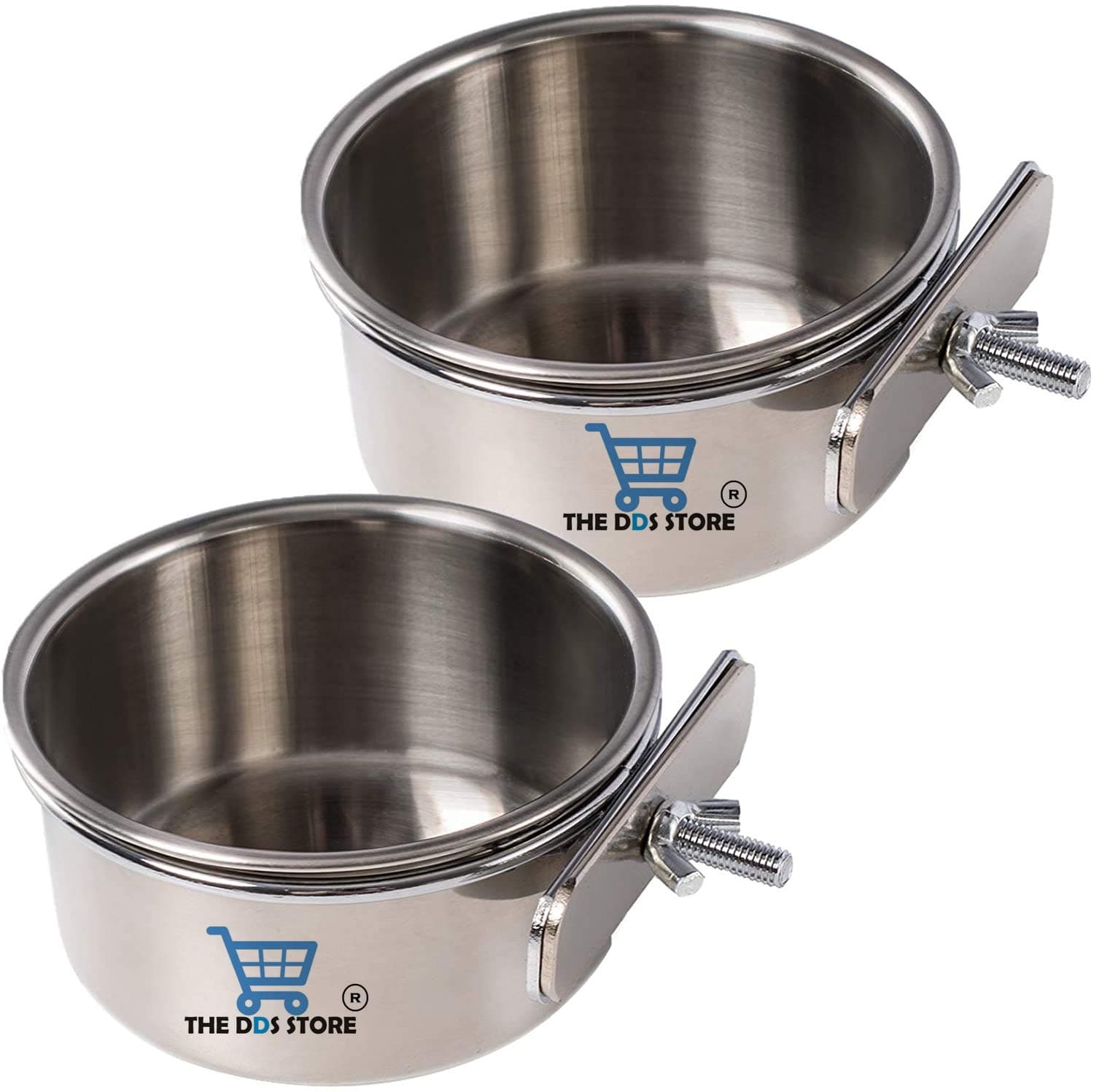 COZY PUPPIES Stainless Steel Hanging Bowl Bird Food Feeding Dish Water Seed Feeder For Parrot Macaw African Parakeet Cockatiels Conure Lovebirds Finch (Clamp Holder, 300 Ml Clamp Holder Pack Of 2)