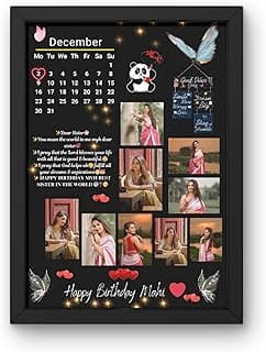 A4 Size Wooden Customized/Personalized Happy Birthday Collage Photo Frame With Names | Customised Happy Birthday Photo Frames For Couple, Parents,Friend (A4 Size, MDF Wood, 12 X 9 Inch)