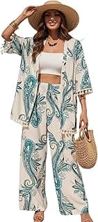 Leriya Fashion Co Ord Set for Women Stylish | Summer Travel Co-Ord Set Short Sleeve Shirt & Wide-Leg Pant | Paisley Printed Stylish Casual Outfit for Summer Cord for Women | Dress for Woman