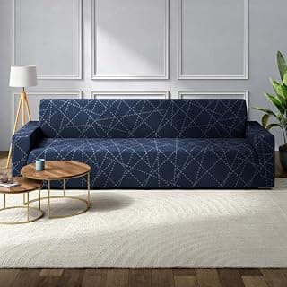 Wakefit Printed 3 Seater Sofa Cover | Elastic Stretchable Sofa Slip Cover | Triple Seater Sofa Protector | Bekam,Blue